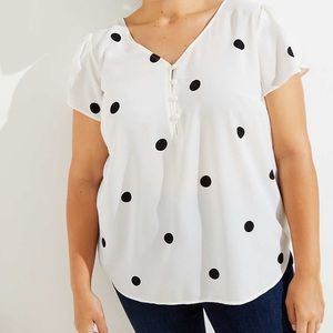 LOFT Plus Dot Buttoned Petal Sleeve Top